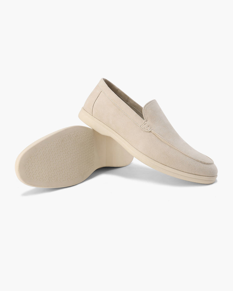 Men's Suede Loafers – Slip-On with Detailed Stitching