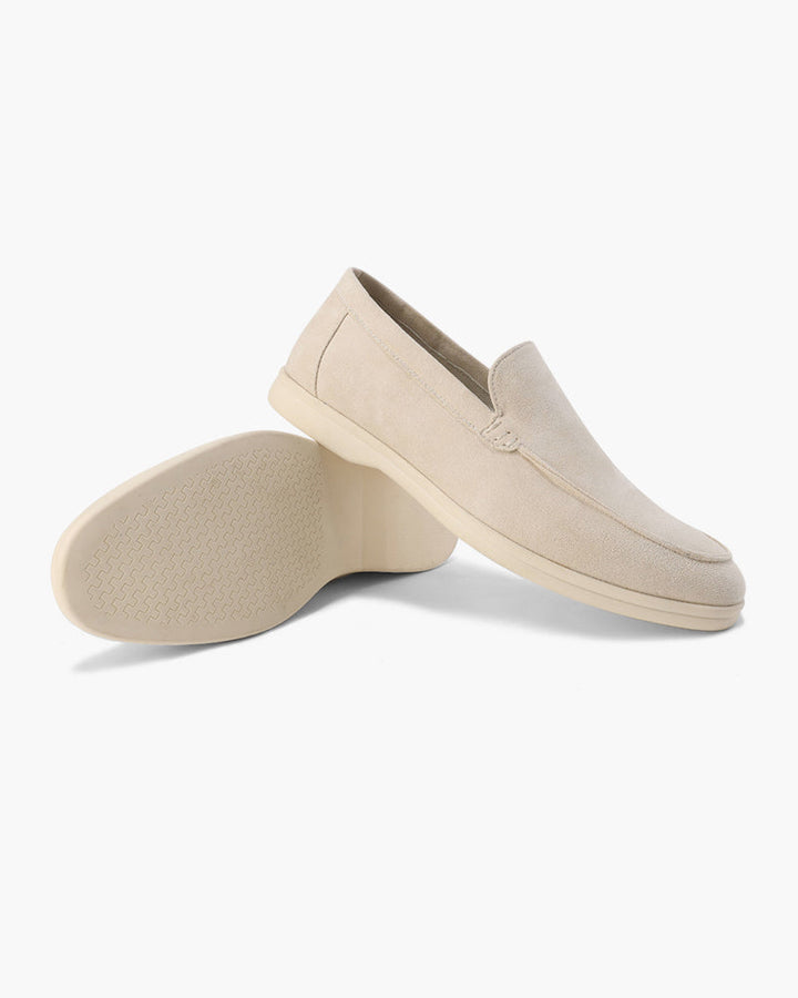 Men's Suede Loafers – Slip-On with Detailed Stitching