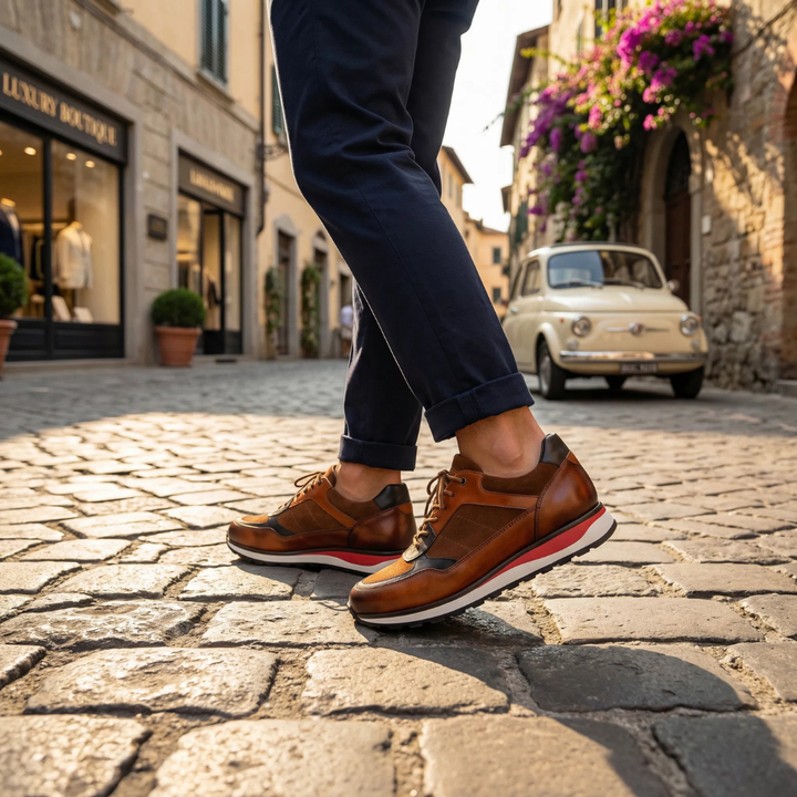 Men's Leather Sneakers – Premium Upper with Suede Trim
