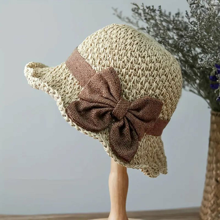 Women's Straw Sun Hat Wide Brim – Vintage Bow Detail