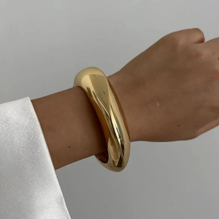 Cuff Bracelet Open Bangle Gold-Tone – Sculptural Adjustable Statement