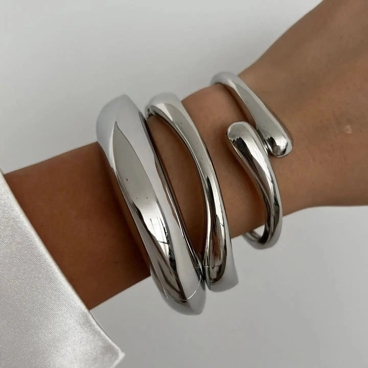 Cuff Bracelet Open Bangle Gold-Tone – Sculptural Adjustable Statement
