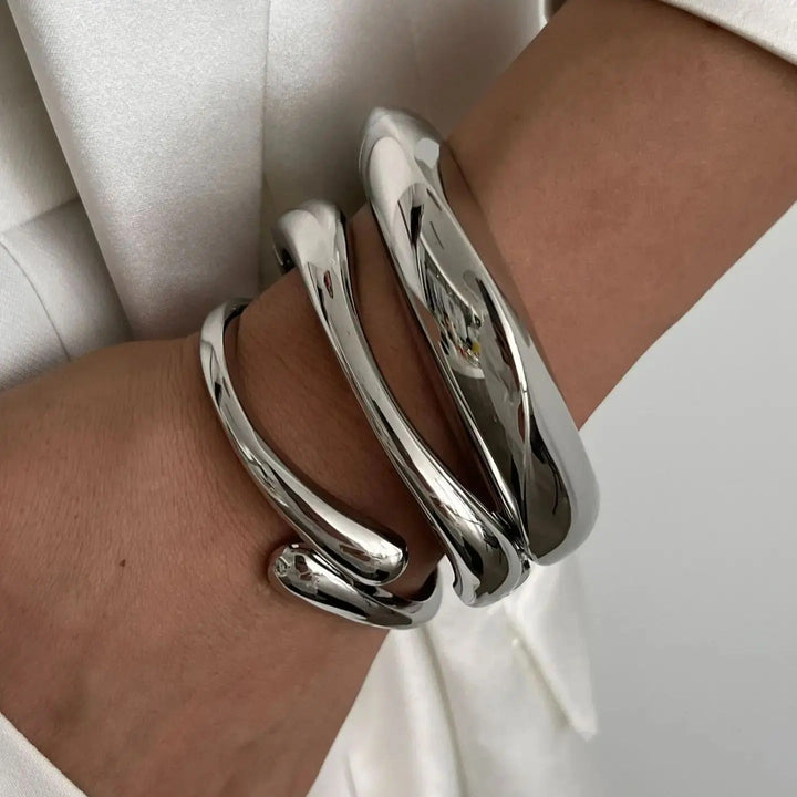 Cuff Bracelet Open Bangle Gold-Tone – Sculptural Adjustable Statement