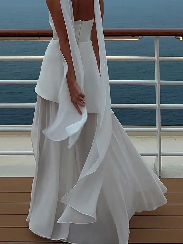 Off Shoulder Maxi Dress Sleeveless Tube Top – Structured Strapless