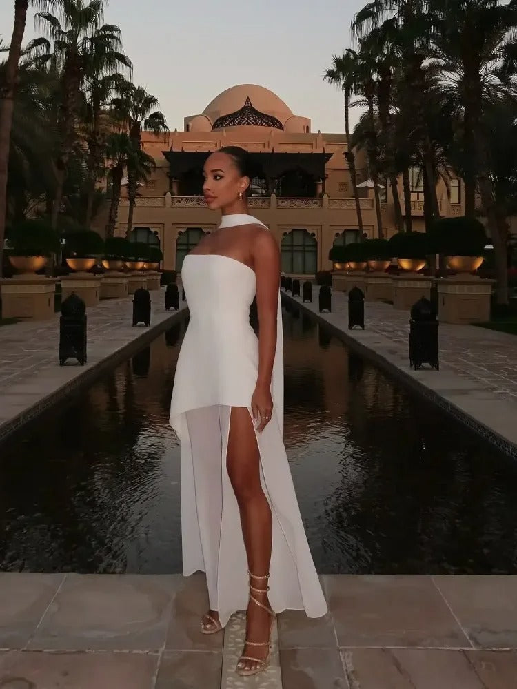 Off Shoulder Maxi Dress Sleeveless Tube Top – Structured Strapless