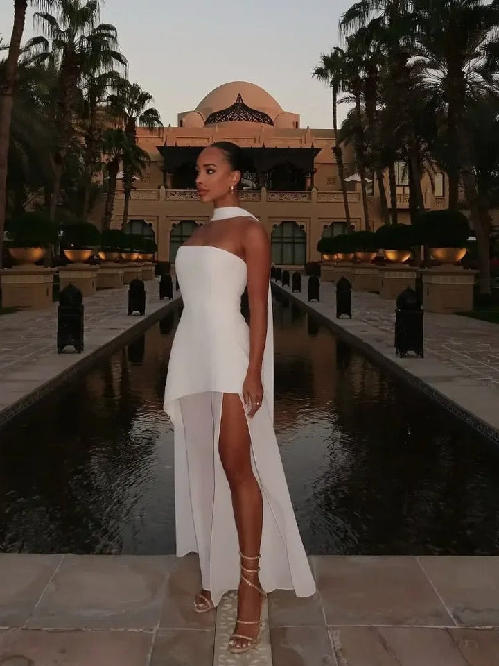 Off Shoulder Maxi Dress Sleeveless Tube Top – Structured Strapless