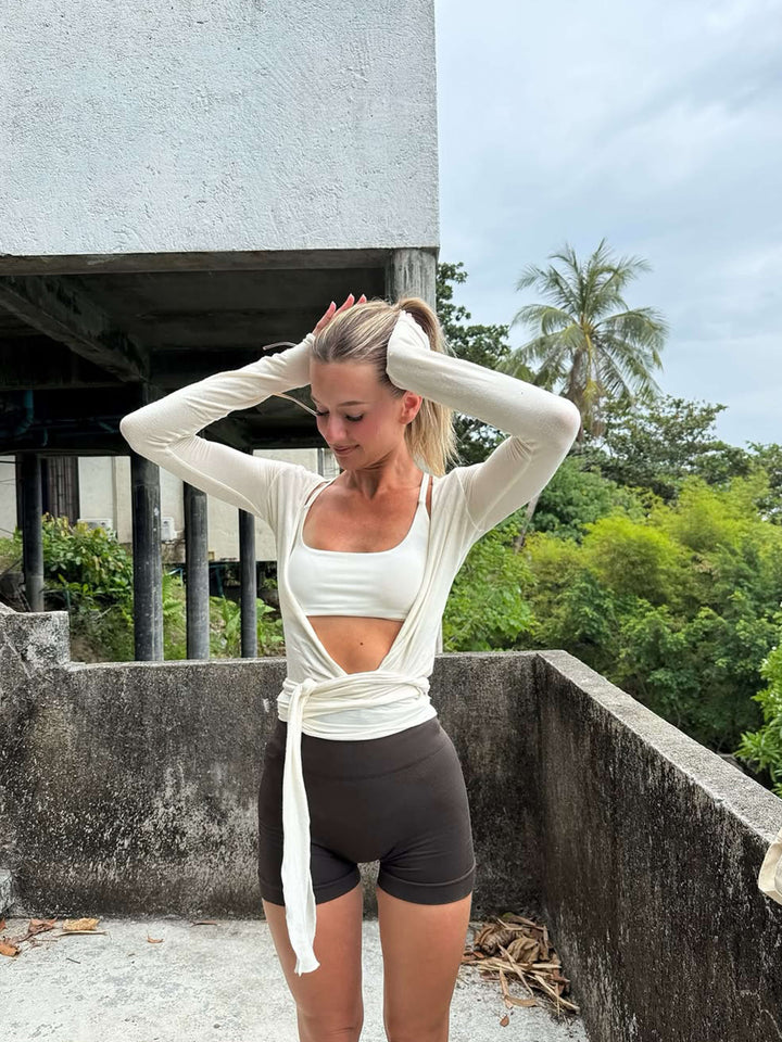 Women's Yoga Top Breathable Lace-Up – Wrap-Tie Silhouette Active Wear