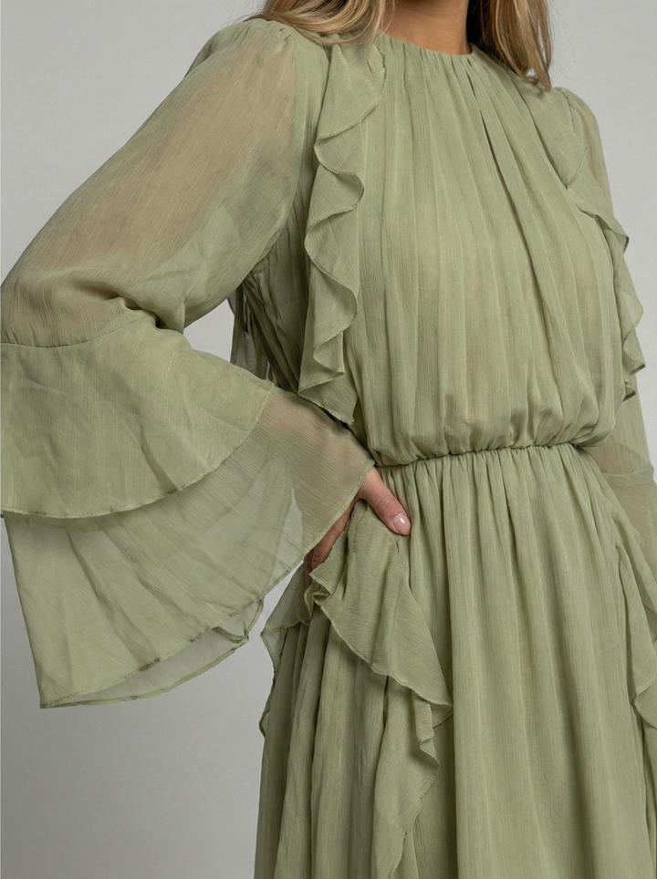 Chiffon Ruffle Mini Dress Women's – Flowy Tiered Elastic Waist