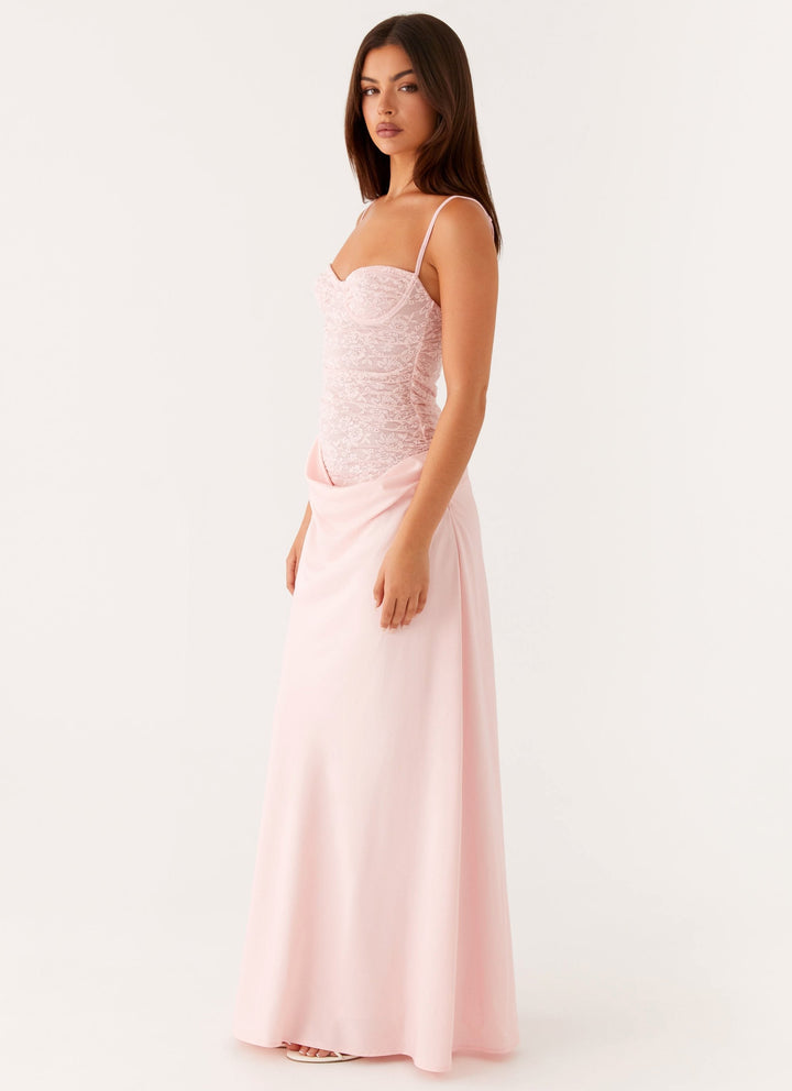 Slim Fit Strap Maxi Dress – Women's Lace Bodice & Fluid Skirt