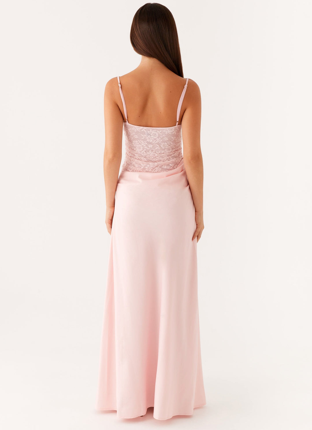 Slim Fit Strap Maxi Dress – Women's Lace Bodice & Fluid Skirt