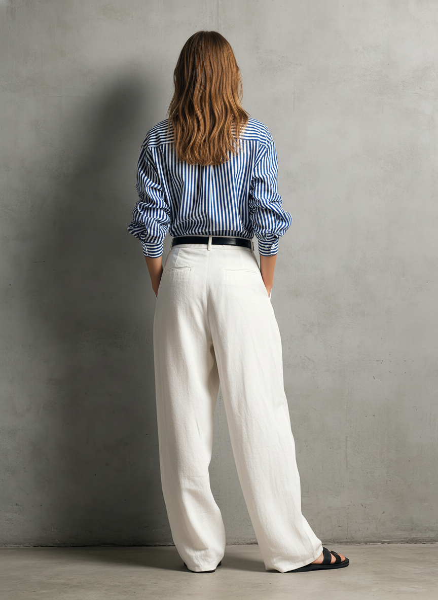 Women's Woven Shirt Relaxed-Fit Lightweight Long-Sleeve Top