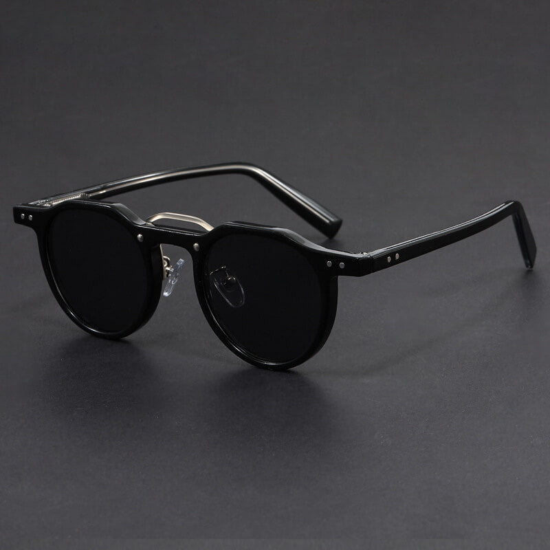 Round Retro Sunglasses – Tinted Lenses with Contrast Detail Frames