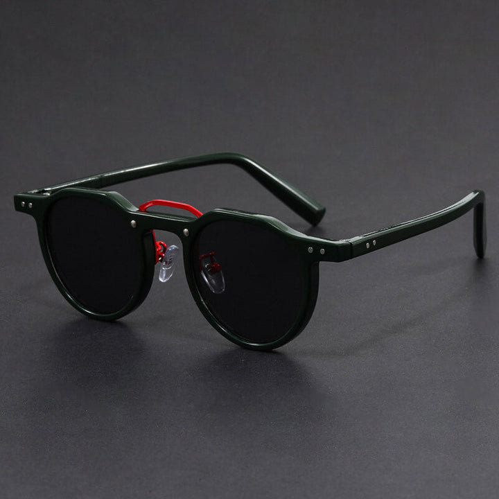 Round Retro Sunglasses – Tinted Lenses with Contrast Detail Frames