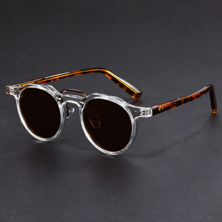 Round Retro Sunglasses – Tinted Lenses with Contrast Detail Frames