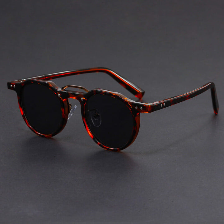 Round Retro Sunglasses – Tinted Lenses with Contrast Detail Frames