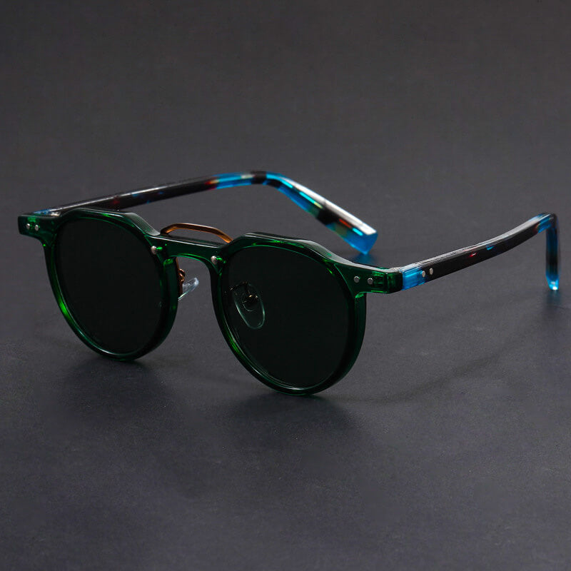 Round Retro Sunglasses – Tinted Lenses with Contrast Detail Frames