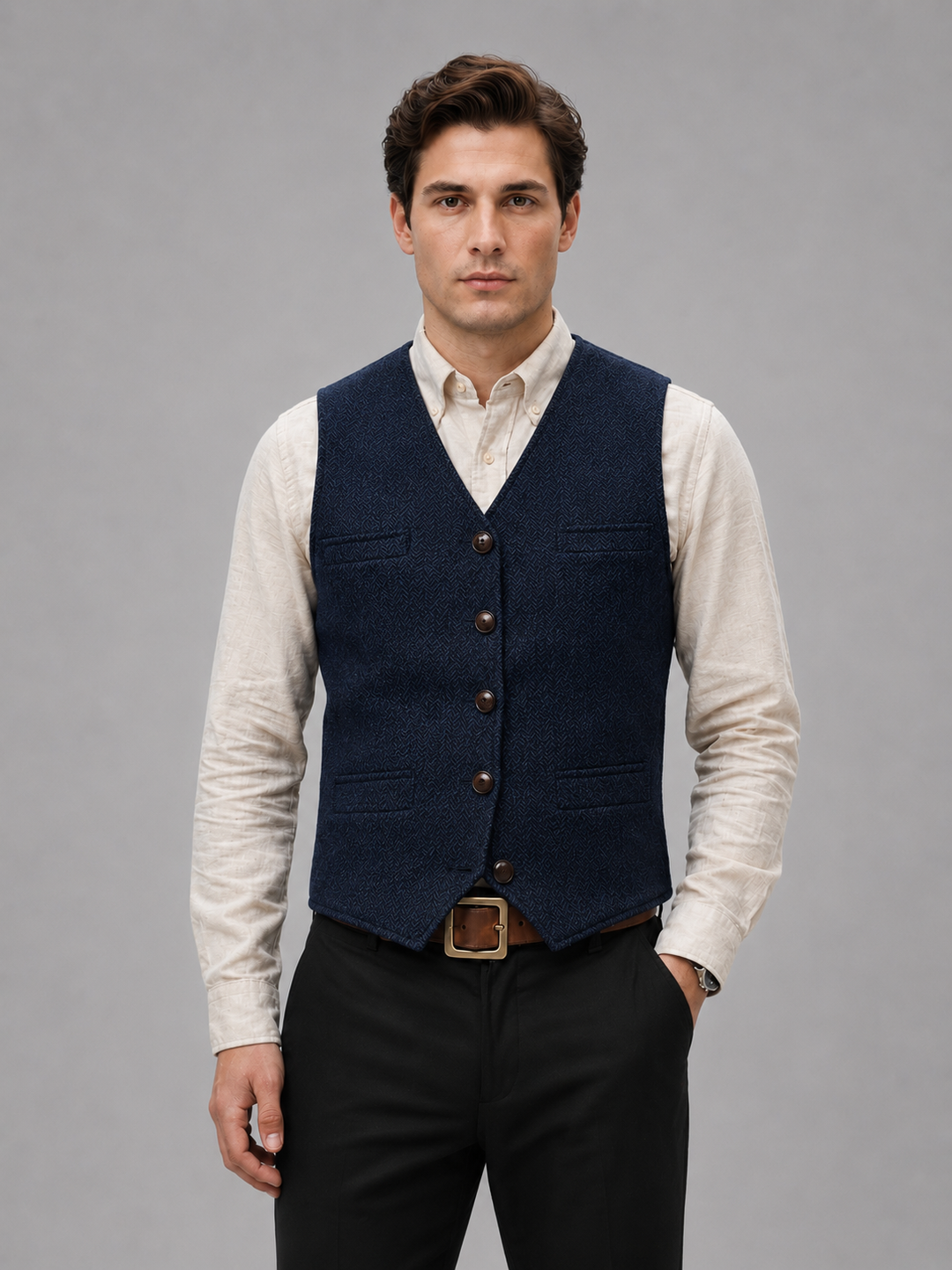 Men's Tweed Herringbone Vest – Tailored Heritage Waistcoat