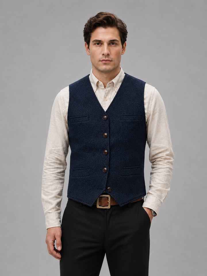 Men's Tweed Herringbone Vest – Tailored Heritage Waistcoat