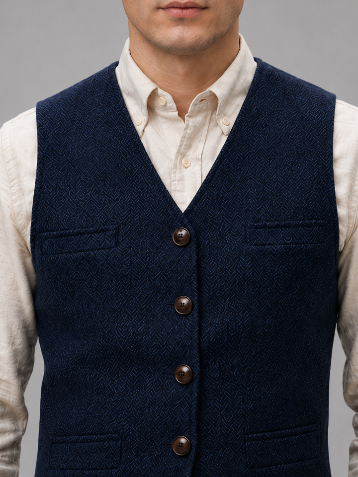 Men's Tweed Herringbone Vest – Tailored Heritage Waistcoat
