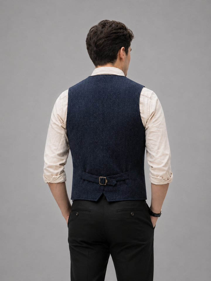 Men's Tweed Herringbone Vest – Tailored Heritage Waistcoat