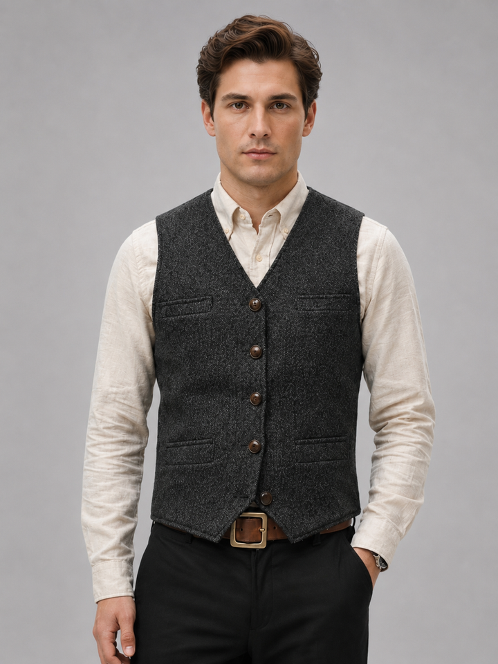 Men's Tweed Herringbone Vest – Tailored Heritage Waistcoat
