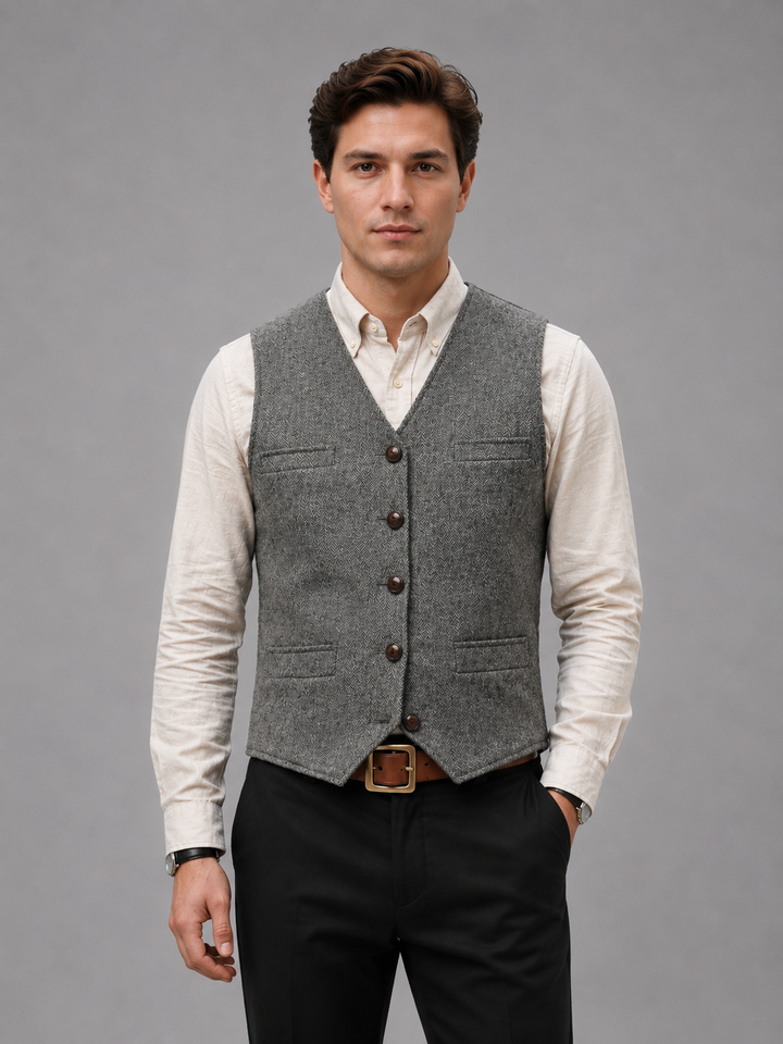 Men's Tweed Herringbone Vest – Tailored Heritage Waistcoat