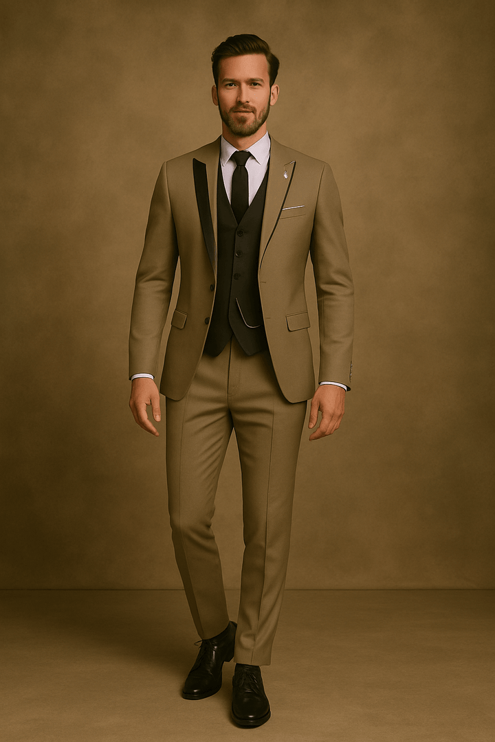 Men's Slim Fit Three-Piece Suit – Tailored Blazer Waistcoat Trousers