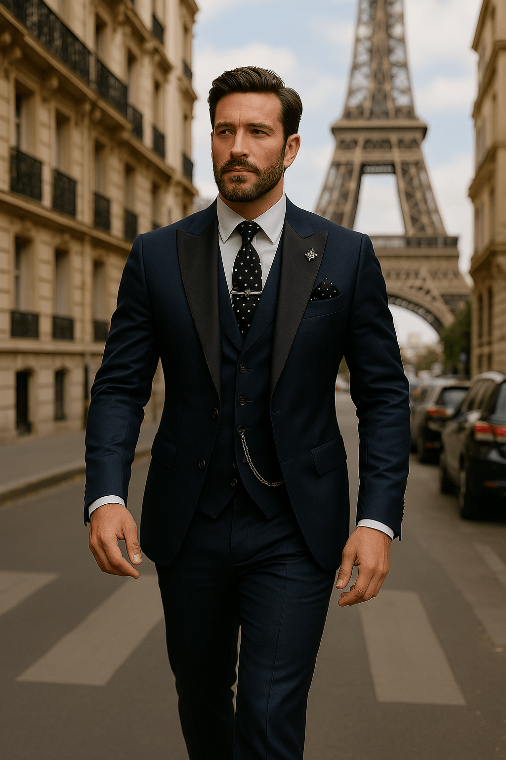 Men's Slim Fit Three-Piece Suit – Tailored Blazer Waistcoat Trousers