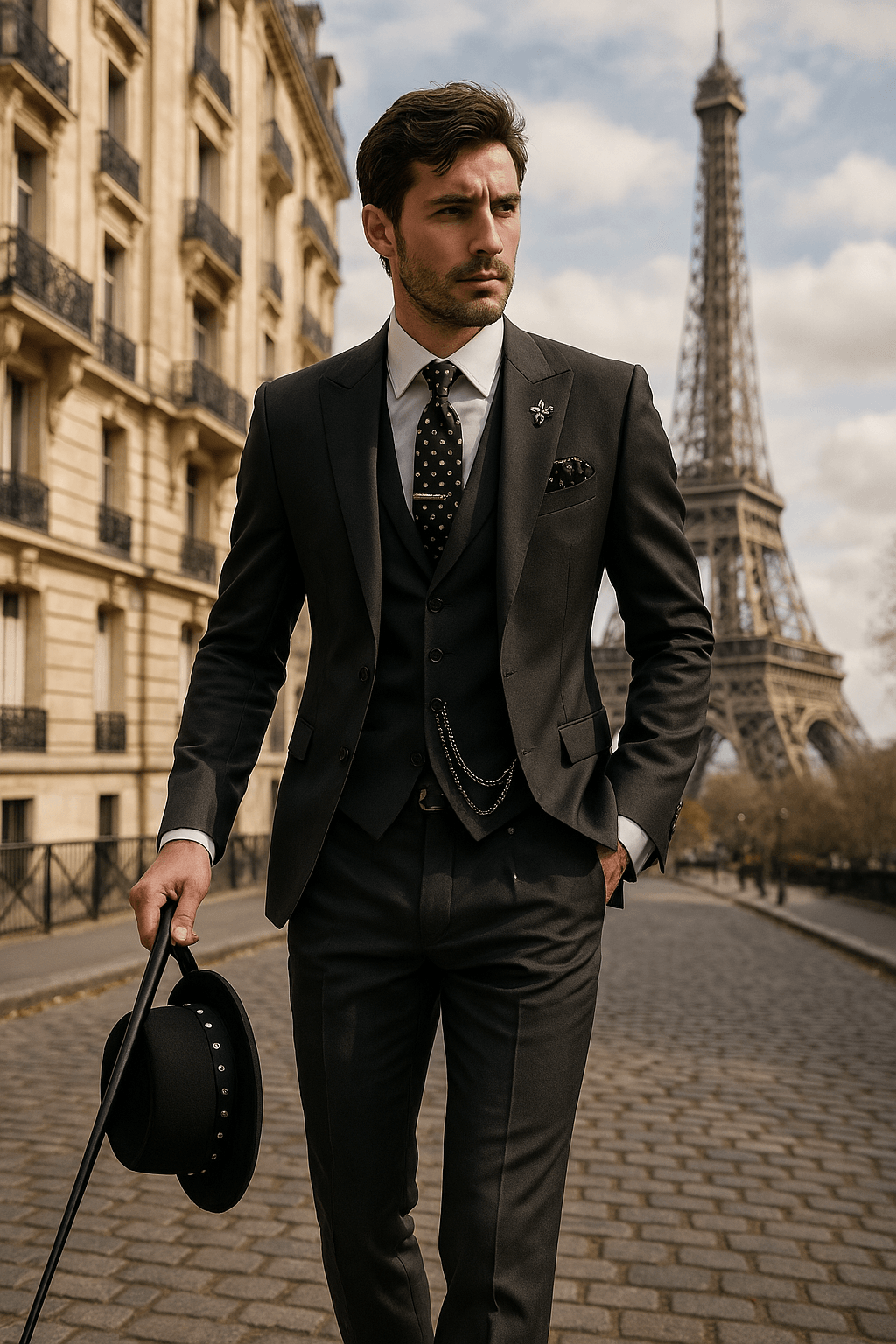 Men's Slim Fit Three-Piece Suit – Tailored Blazer Waistcoat Trousers