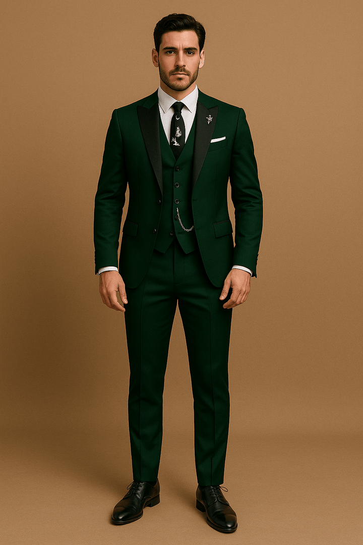 Men's Slim Fit Three-Piece Suit – Tailored Blazer Waistcoat Trousers