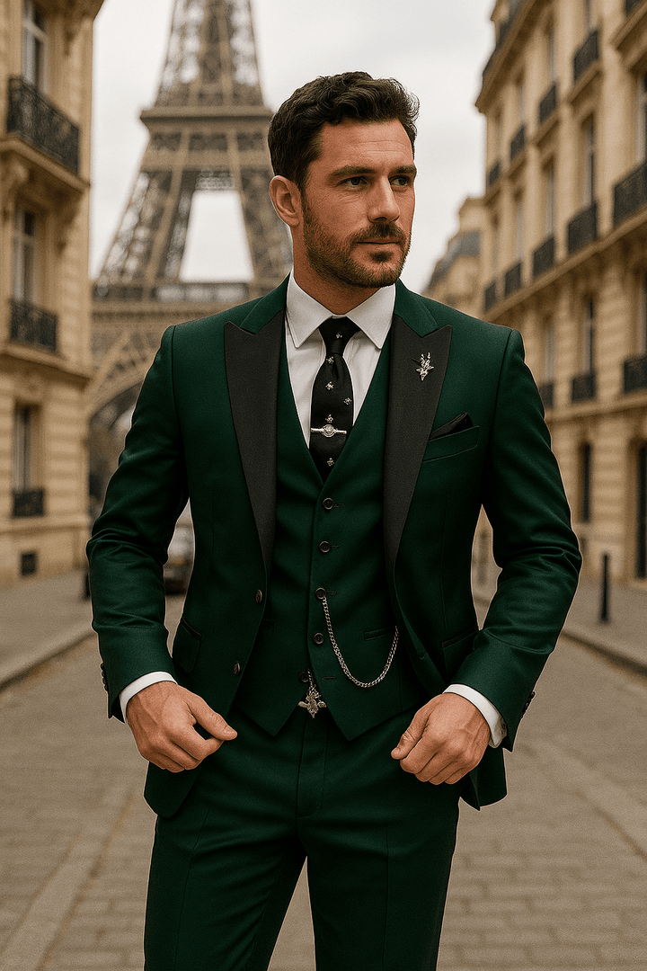Men's Slim Fit Three-Piece Suit – Tailored Blazer Waistcoat Trousers