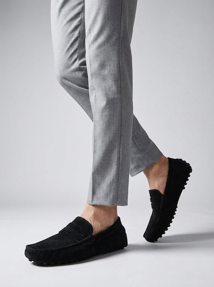 Men's Suede Loafers – Slip-On with Flexible Rubber Sole