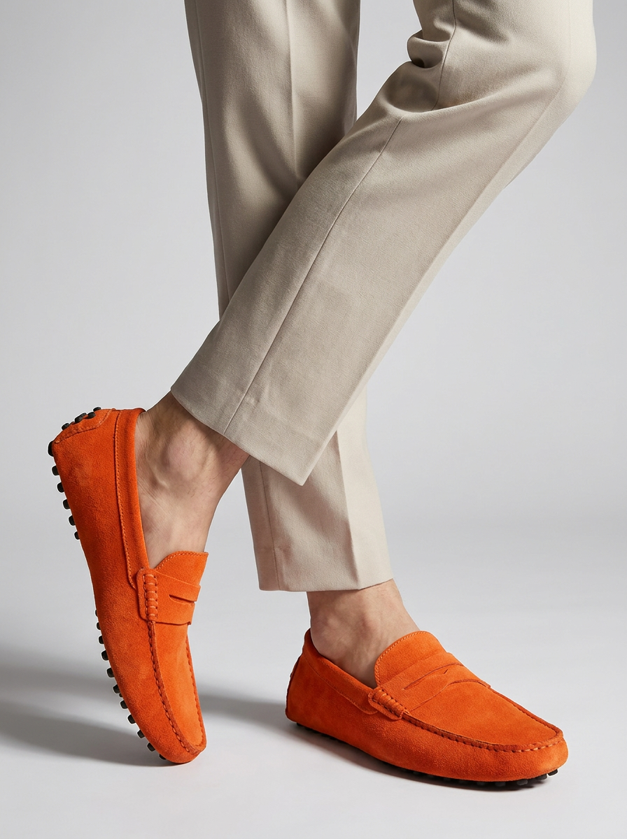 Men's Suede Loafers – Slip-On with Flexible Rubber Sole