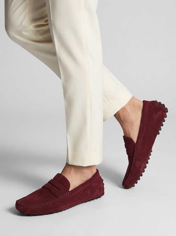 Men's Suede Loafers – Slip-On with Flexible Rubber Sole