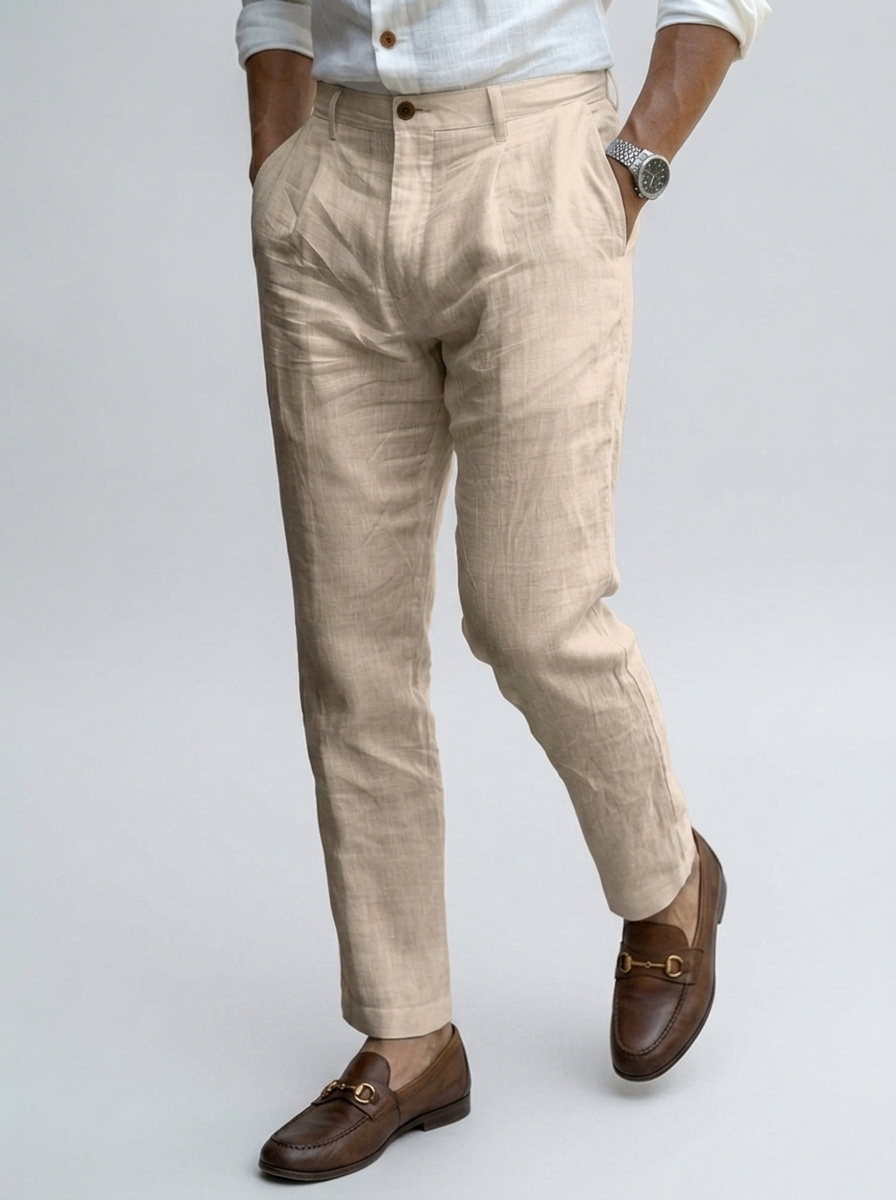 Men's Linen Tapered Trousers – Breathable Summer Fit
