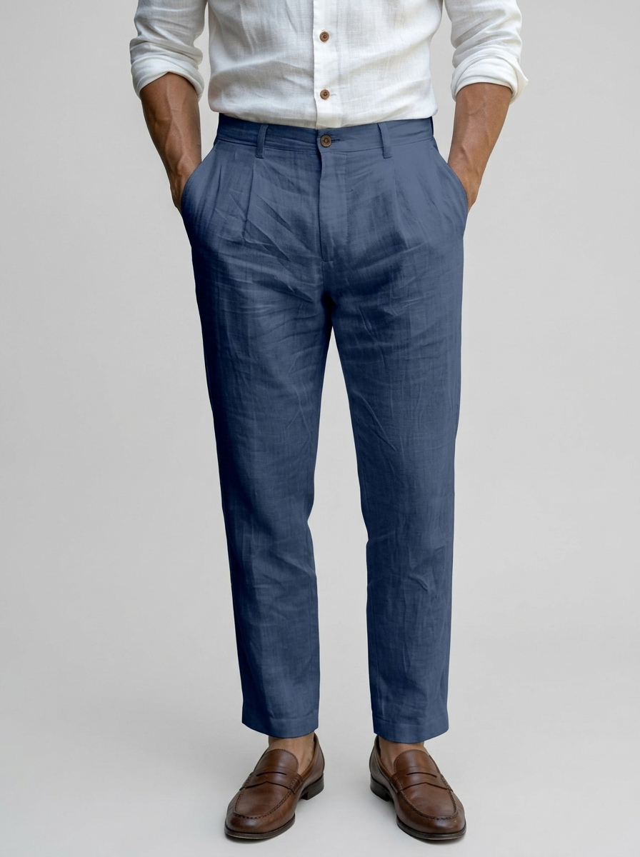 Men's Linen Tapered Trousers – Breathable Summer Fit