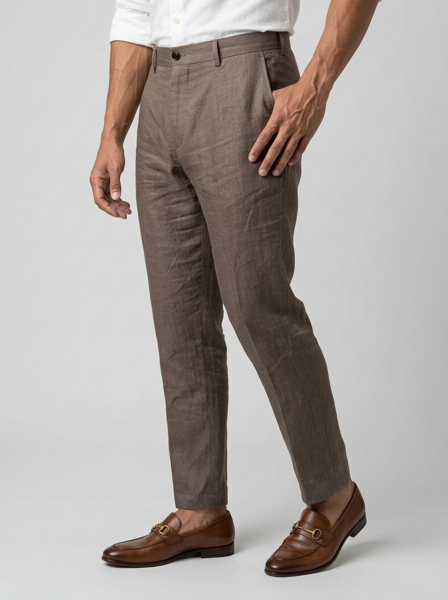 Men's Linen Tapered Trousers – Breathable Summer Fit