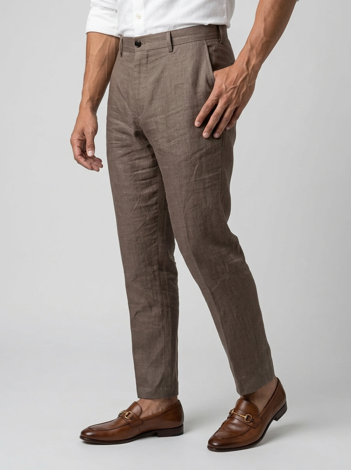 Men's Linen Tapered Trousers – Breathable Summer Fit