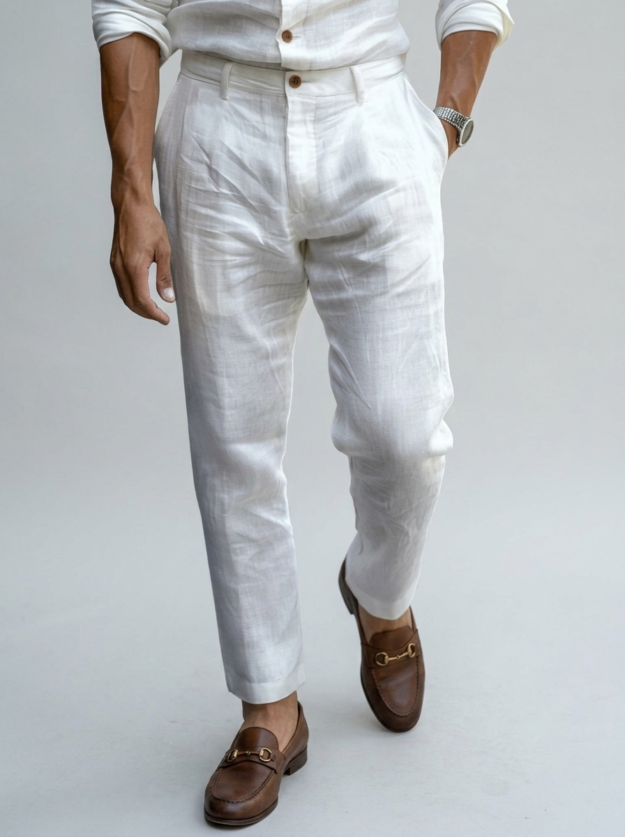 Men's Linen Tapered Trousers – Breathable Summer Fit