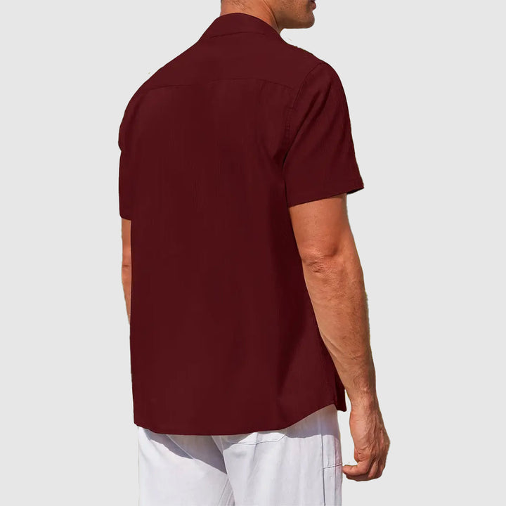 Men's Linen Shirt, Short Sleeve Casual Summer Button-Front