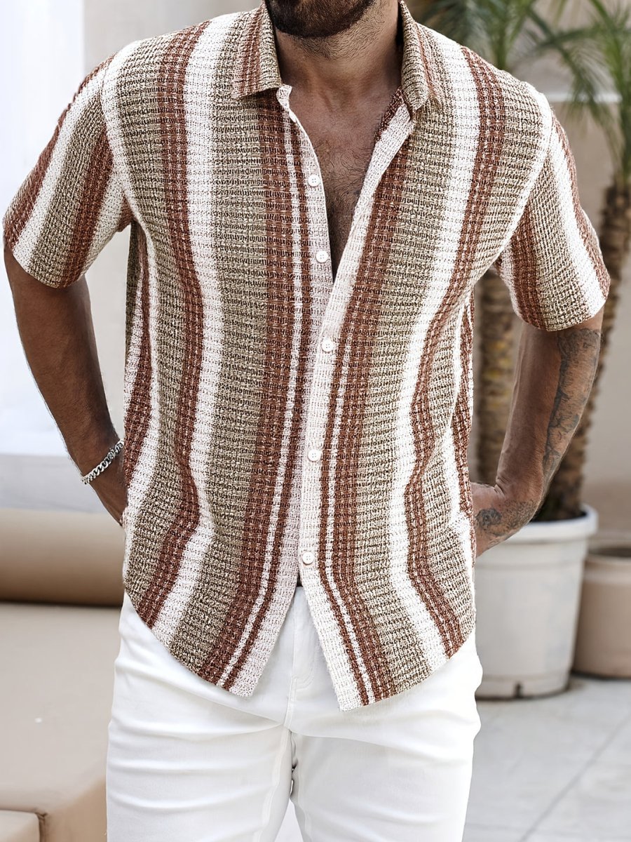 Men's Striped Shirt – Short-Sleeve Lightweight Relaxed Fit