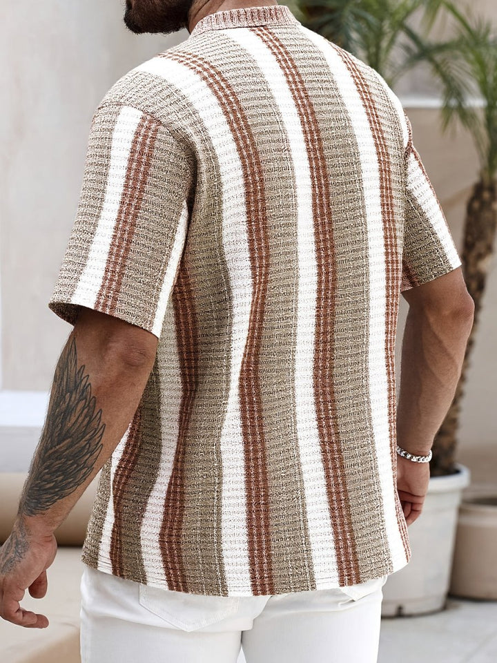Men's Striped Shirt – Short-Sleeve Lightweight Relaxed Fit