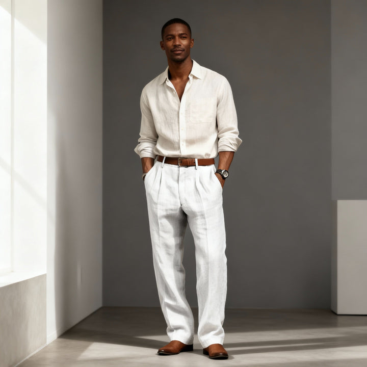 Men's Straight Leg Trousers – Classic Cotton Blend Fit