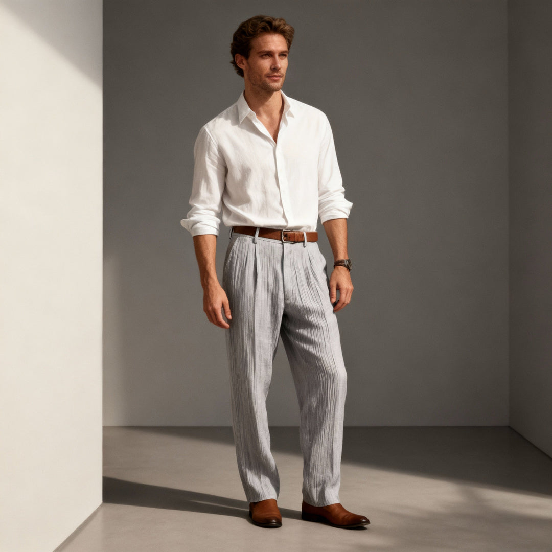 Men's Straight Leg Trousers – Classic Cotton Blend Fit