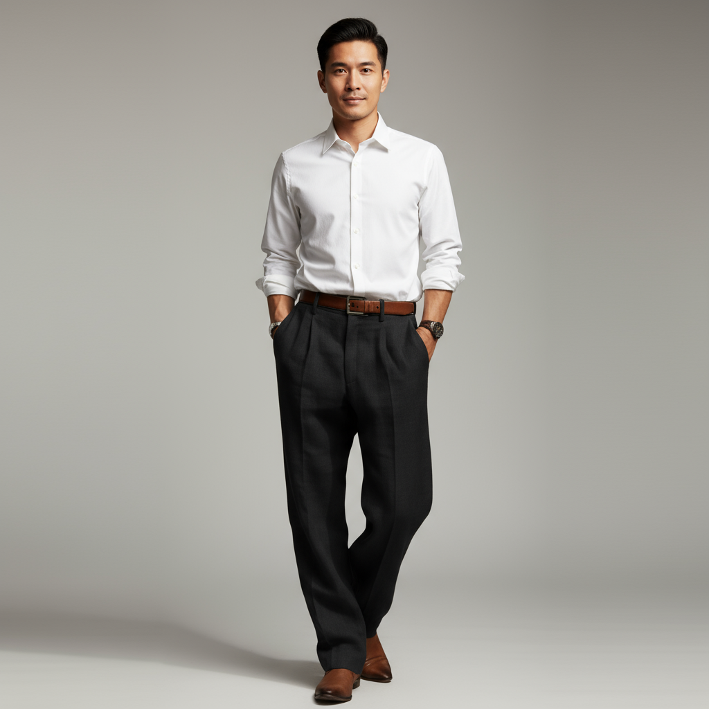 Men's Straight Leg Trousers – Classic Cotton Blend Fit