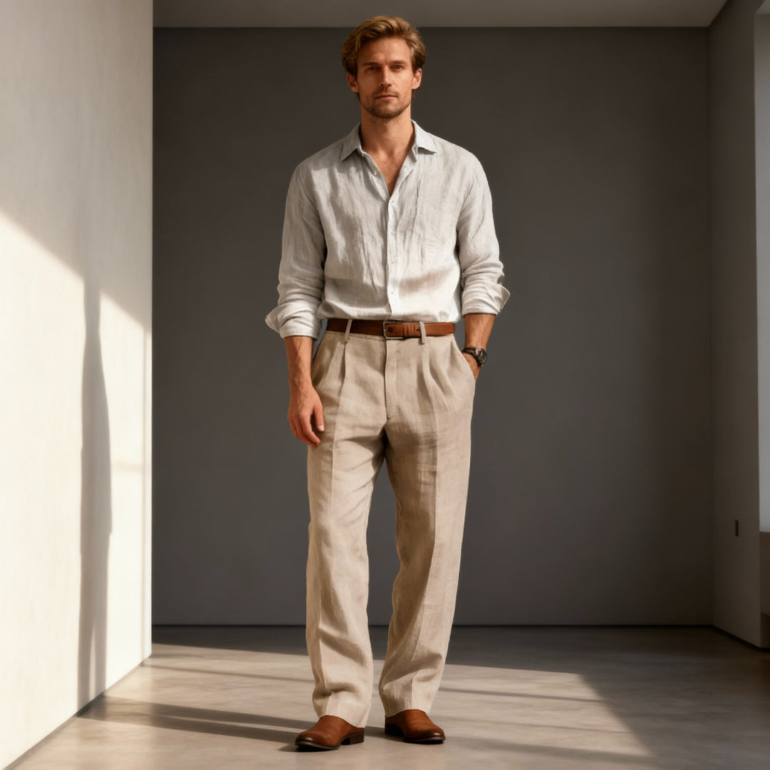 Men's Straight Leg Trousers – Classic Cotton Blend Fit