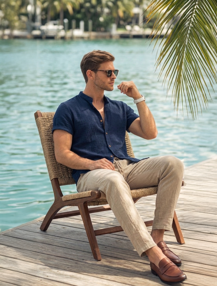Men's Relaxed Short-Sleeve Shirt & Trouser Set – Lightweight