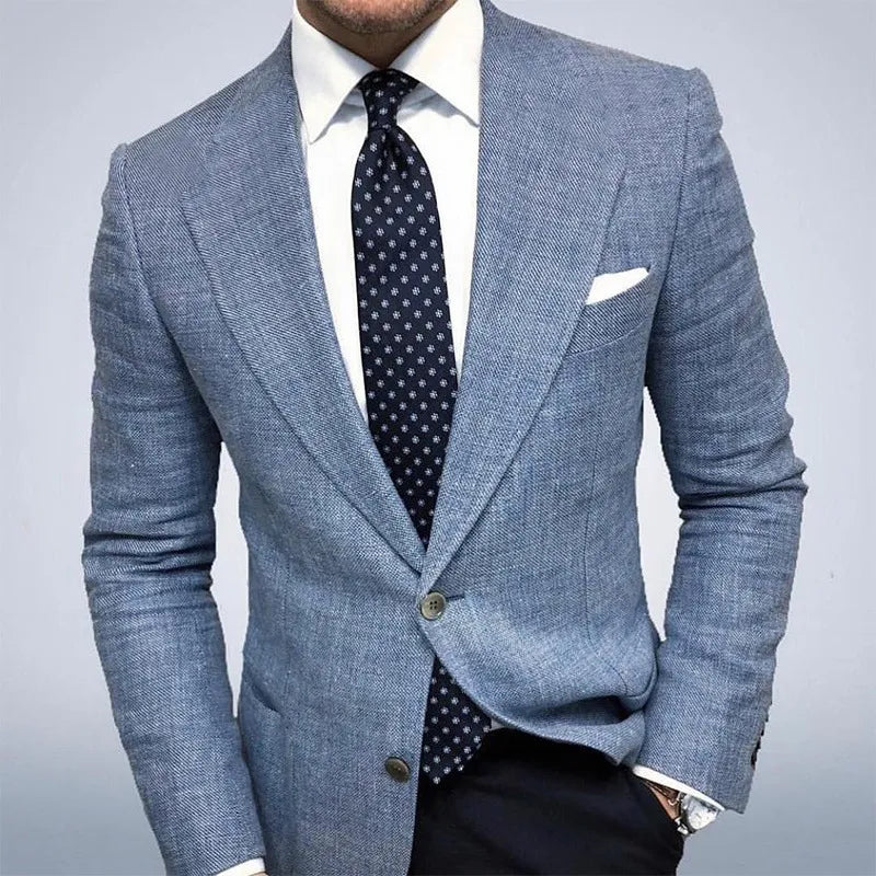 Men's Textured Tailored Blazer – Lightweight Breathable Structured