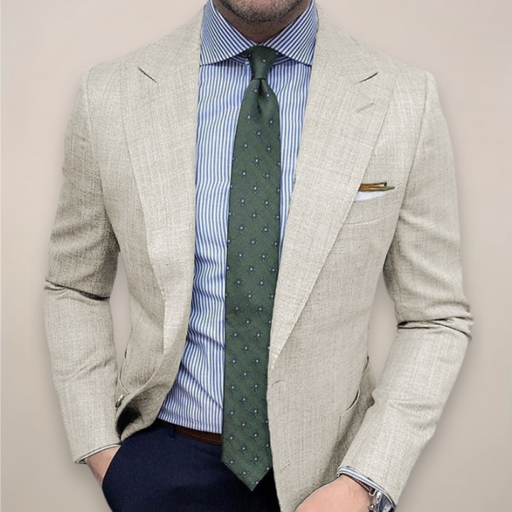 Men's Textured Tailored Blazer – Lightweight Breathable Structured