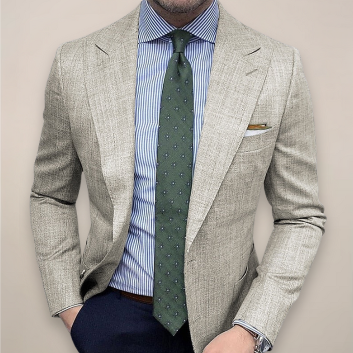 Men's Textured Tailored Blazer – Lightweight Breathable Structured